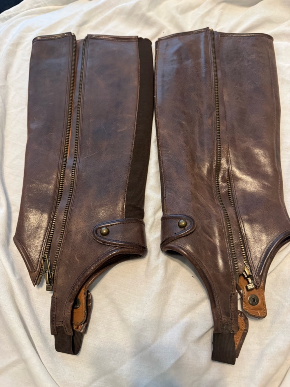 Brown Leather Tall Half Chaps 8M - Picture 3 of 8
